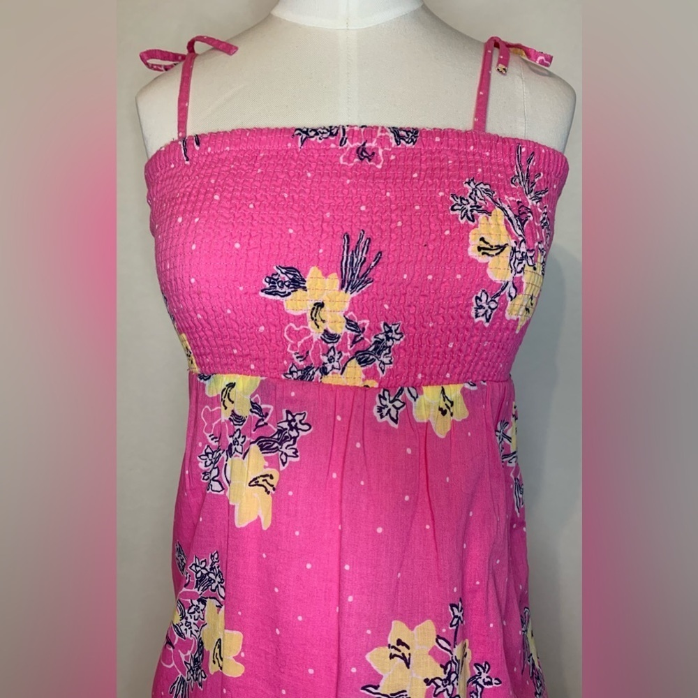 Lilly Pulitzer Misha Cotton Spaghetti Strap Smocked In Hotty PinkDress SZ XS! - Picture 4 of 9
